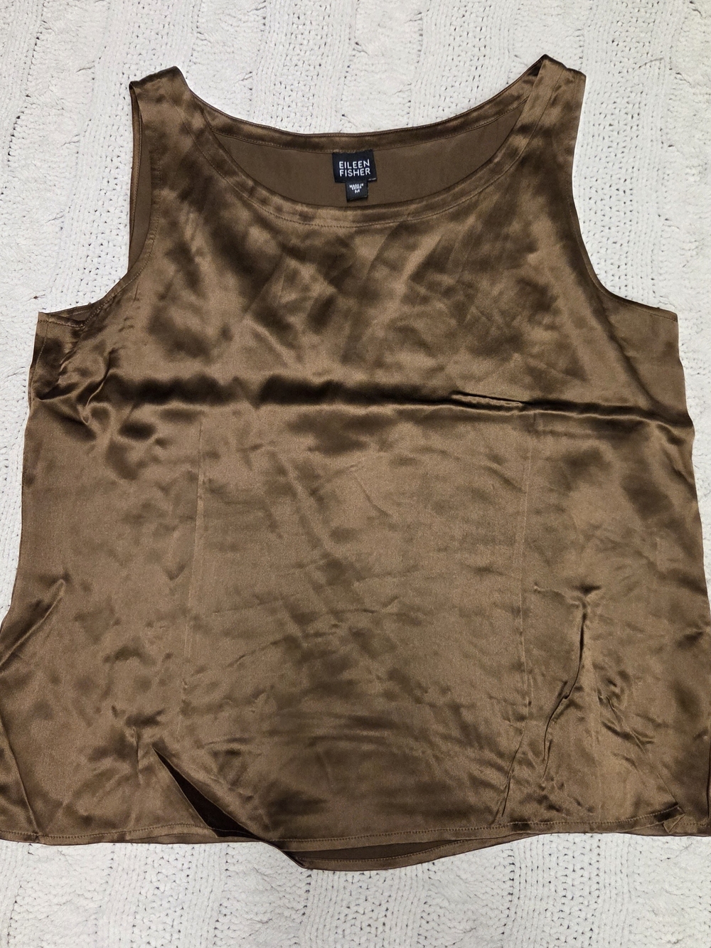 Eileen Fisher Bronze-Brown Silk Blend Scoop Neck Tank
